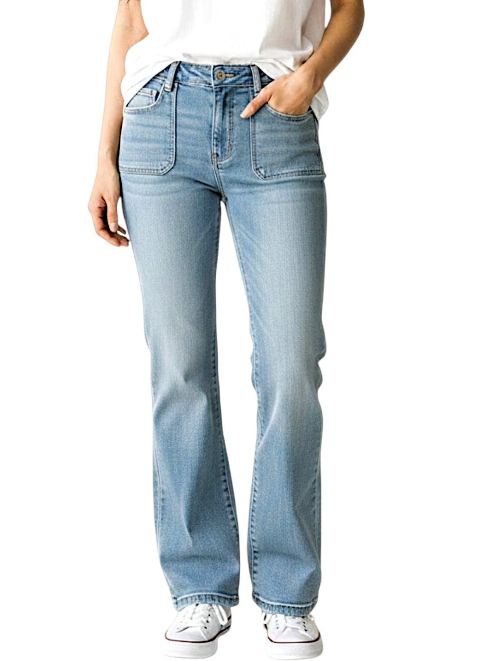 Risen Jeans Freakled Poppy High Rise Flare Light Wash Stretch Size 28